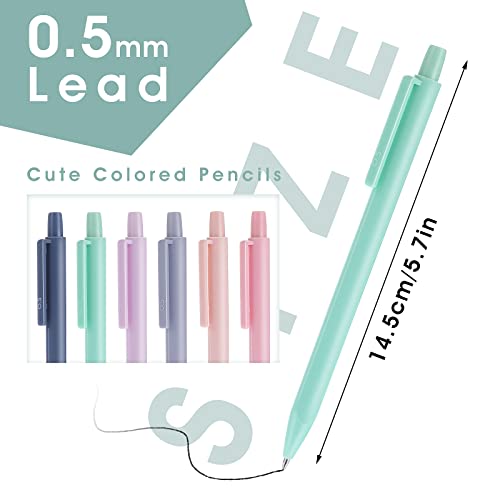  6PCS Pastel Mechanical Pencil Set, Cute Mechanical