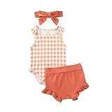 GuliriFei Newborn Baby Girls Floral Bloomers Shorts Infants Girls Knit Short Short Sleeve Romper Top