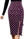 VFSHOW Womens Purple Velvet Elegant Ruched Ruffle Split Slim Casual Cocktail Party Bodycon Pencil...