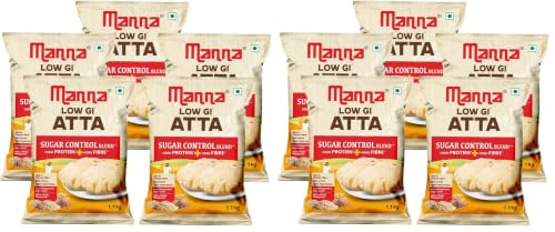 Image of Manna High Protein Multigrain Atta Low GI Sugar Control with 21g Protein, 14g Fibre (in 3-4 Rotis) 5. 5kg (Pack of 2)