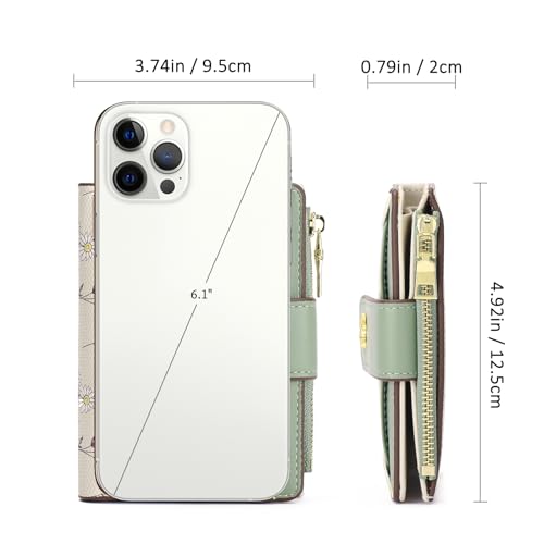 GAEKEAO Small Wallets for Women RFID Blocking Leather Bifold Zipper Pocket Wallet Credit Card Holder with ID Window3