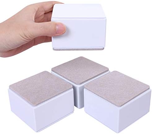 AIRUJIA 5cm Lift Furniture Risers, Carbon Steel Bed Risers, Diameter 8cm Self-Adhesive Heavy Duty Furniture Raisers, Adds 5cm Height to Beds Sofas Cabinets Supports 20,000 lbs, Square White 4 pack