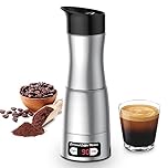 KreeySant 12V Coffee Maker, 3-In-1 Portable Coffee Maker with 24V/110V, Stainless Steel Self-Heating 150ml Car Espresso Machine for Travel, Camping, Home, Office, RV, Truck