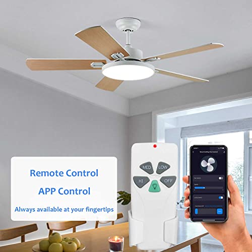 Smart Wifi Ceiling Fan Remote Control Kit With Light Dimming, Universal Fan Speed Light Dimmer Switch Wifi Controller Works With Alexa Google Phone App Control, 53T Remote 28R Receiver Kit Replacement #TOP2