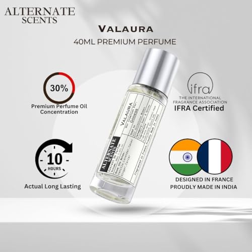 Image of Alternate Scents VALAURA 40ml Long Lasting Perfume For Women |Strong& long Lasting with 30% Oil Concentration|Elegant Floral Perfume for Women| Fragrance From France | Made In India|