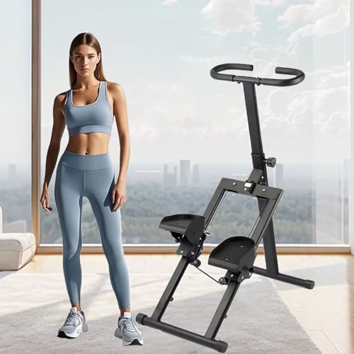 Máquinas de Step para Fitness Plegable Escaladora Vertical con Pantalla Inteligente Máquina para EscalerasPedales de Manillar Ajustables para Hombres Mujeres Gimnasio en Casa Ejercicios de Oficina