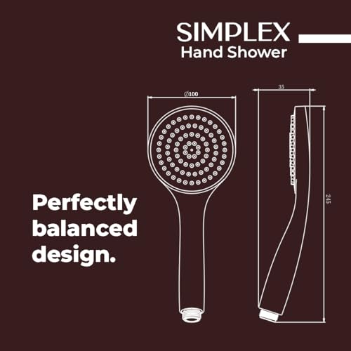 Image of Mila Simplex Single Function Hand Shower Full Spray Mode | Chrome Finish |Modern Design | Includes Hose (1.5m), Bracket & Installation Kit
