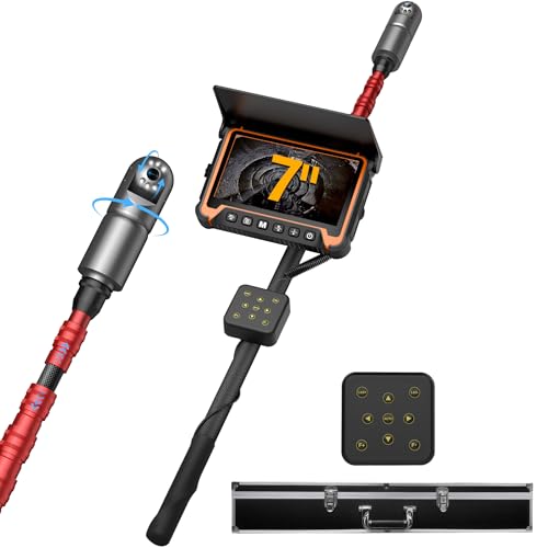 Industrial Telescopic Inspection Camera 360° Rotating Head/Light, 3M Telescopic Pole, for Confined Rescue, Cave SAR Ops, Car Chassis, Pest Detection, HVAC/Pool, Archaeological/Drilling, IP68, DVR