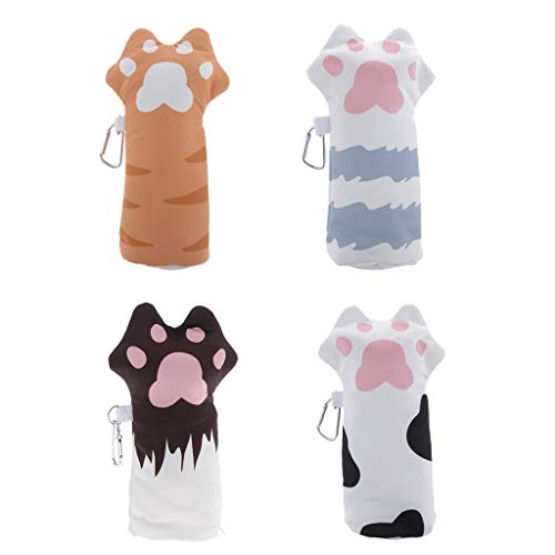 Serenable Carton Cats Paw Pencil Case Bolsa Kawaii Caneta Bolsa Holer Escova Papelaria - Castanho