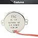 Fielect Synchronous Motor AC 12V 5-6RPM Turntable Motor CW/CCW Direction 4W TYC-50 Double Flat Tapping Shaft