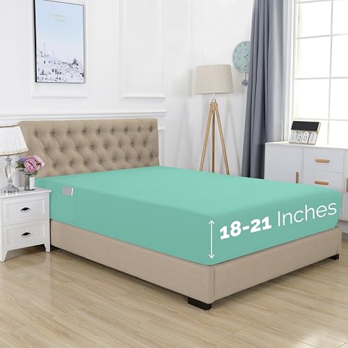 Elegant Comfort 1500 Premium Hotel Quality 18-21 Inches Deep - Extra Deep Pocket Single Fitted Sheet for High Mattress, Luxury and Softest, Smart Pocket - Wrinkle Free, California King, Paradise Teal - image 1