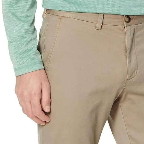 Mens Classic Fit Khaki Casual Chino Pants Whit Hidden Comfort Waistband3