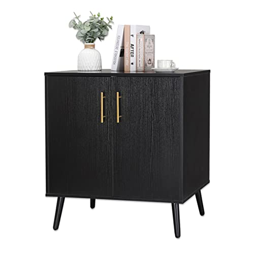 Amzoom Modern Storage Cabinet, Free Standing Sideboard Buffet Cabinet With Storage, Wood Black Accent Cabinet With Doors For Dining Room Hallway Office Entryway Bedroom, 28 Inch #TOP6