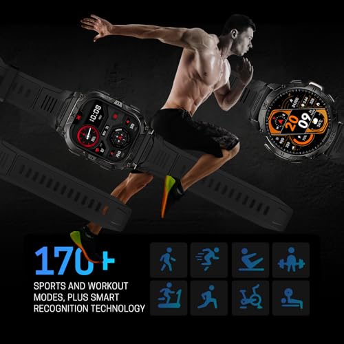 Image of CARBINOX Blaze Smart Watch with GPS (Sport Mode), Fitness Tracker Waterproof IP69K, Compatible with Android and iOS, 170+ Sports Modes, Make /Receive Calls (Square Ultimate Pack)