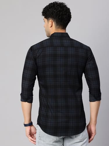 Image of Majestic Man Men's Pure Cotton Cargo Checkered Shirt with Dual Flap Pockets - Slim Fit | Full Sleeve | Casual Wear | Trendy & Comfortable