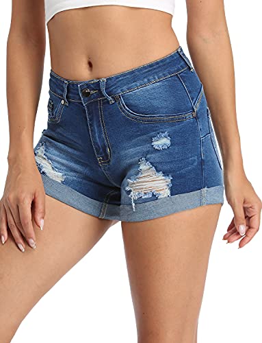 Image of MODARANI Denim Shorts for Women Distressed Jean Shorts Ripped Summer Hot Short