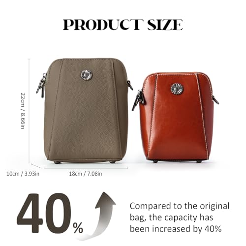 Image of Genuine Leather Small Crossbody Bags for Women | Lightweight Shoulder Purse, Designer Handbag with Adjustable Strap, Casual Travel Everyday Bag