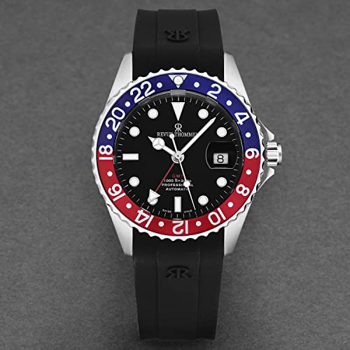 Men's 'Diver' Black Dial Blue and Red Bezel Black Rubber Strap GMT Automatic Watch 17572.28354