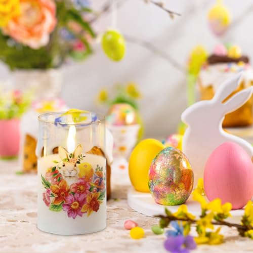 Eywamage EY-US-MA005-S3-EASTER-FLOWERS Glass Flameless Pillar Candles thumb #6
