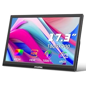 17.3Inch Portable Monitor HDMI Type-C Laptop Gaming Monitor, 1600X900 with Built-in Speakers and Tripod External Slim Travel Monitor Mac Smartphone PS4/PS5/ Gaming Monitor Second Monitor