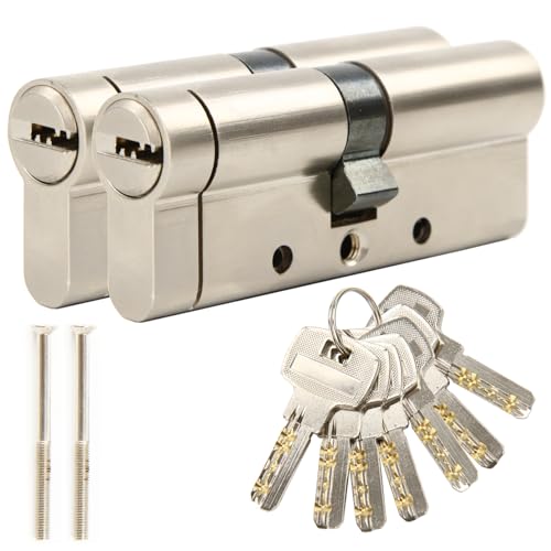 SEPOX 70mm Anti-Snap Euro Door Lock Cylinder, High Security 6 Pin, Keyed Alike, Brass Body, Stainless Steel Anti-Drill Barrel with 5 Keys