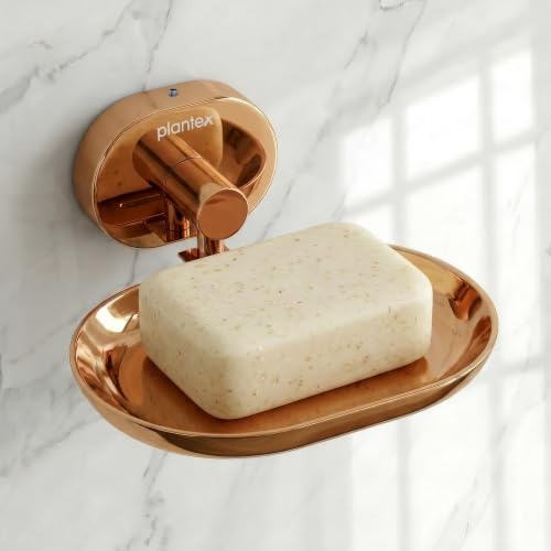 Image of Plantex J4 Stainless Steel Wall Mounted Soap Holder for Bathroom /Soap Holder for Kitchen /Soap Stand for Bathroom /Bathroom Accessories (PVD Rose Gold Finish) Onix