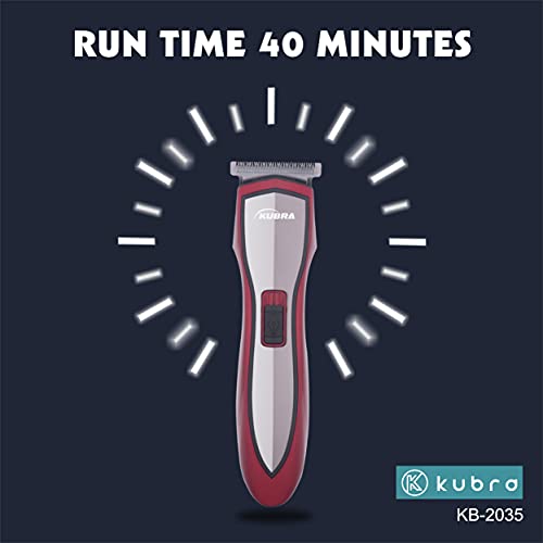Image of Kubra KB-2035 USB Charging Rechargeable 40 minutes runtime Professional Hair Clipper for Beard and Hair Trimmer (Red)