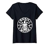 Photo Gallery donna basic witch halloween vintage style funny wicca gift maglietta con collo a v Photo Gallery donna basic witch halloween vintage style funny wicca gift maglietta con collo a v