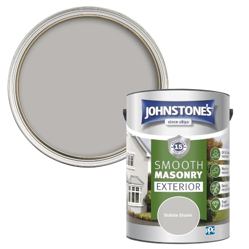 Johnstones Exterior Smooth Masonry Paint Subtle Stone Up to 15 Years Protection Weather & Dirt Resistant 60m Coverage Per Tin - Dry in 1-2 Hours 5 L