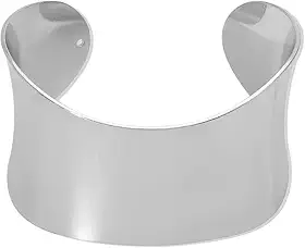 Bracelete Grosso Largo Prata Aro Ondulado Minimalista Liso Antebraço-Pulseira Rígida Feminina Curvada Aberto Ajustável Meia-Cana Cuff Statement -Presente Feminino Moderno Elegante Liso Orgânico Luxo