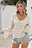 Cakulo Womens Spring Summer Crochet Bell Sleeve To... #2
