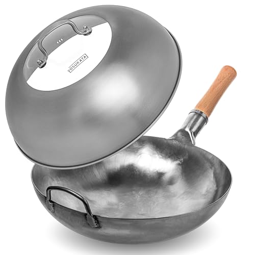 Wok YOSUKATA redondo con tapa de vidrio templado 13.6 pulg miniatura 1