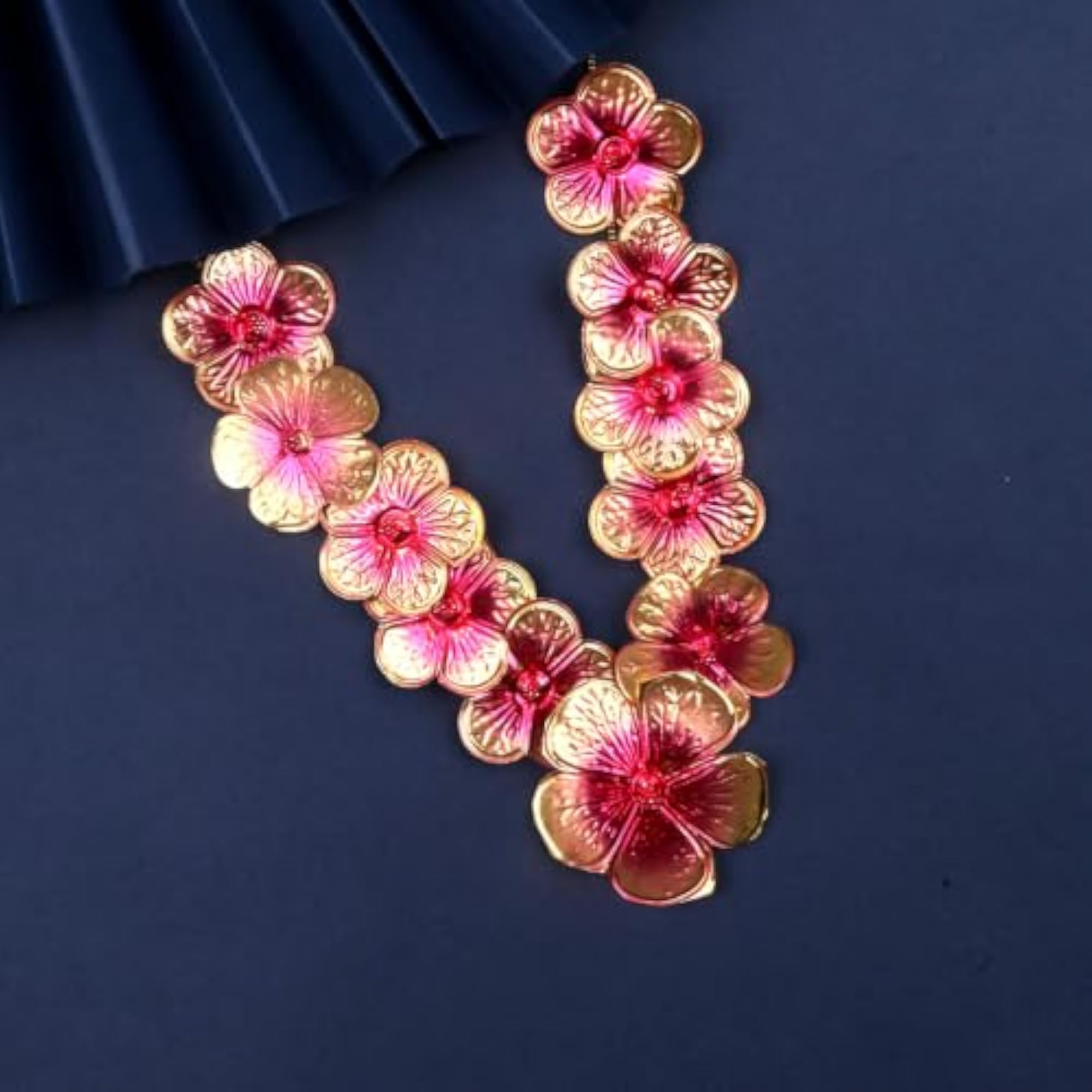Traditional Pink Hibiscus Flower Necklace