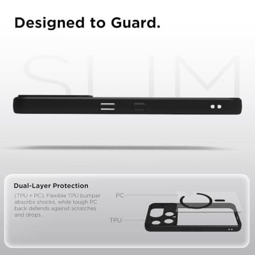 Image of RIGGEAR Shockproof Sleek Hybrid Armor Back Cover Case Compatible with MagSafe Accessories for Nothing Phone 3 (Clear PC + Black TPU Bumper)