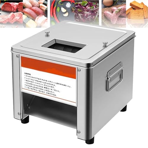Cortador eléctrico de carne de acero inoxidable de 850 W para restaurante y cocina, cortador de alimentos resistente con hoja de 15 mm (10 mm) para corte de precisión
