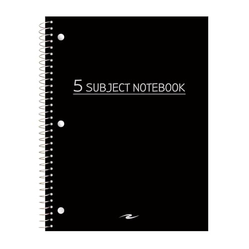 Cahier à spirale 5 sujets papier blanc ligné Roaring Spring avec 4 intercalaires à poche