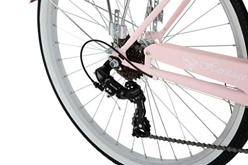 Classic Heritage Ladies Step Through Dutch Style Bicycle, 26" Wheel, 7 Speed - Pale Pink (19" Frame) - Image 6
