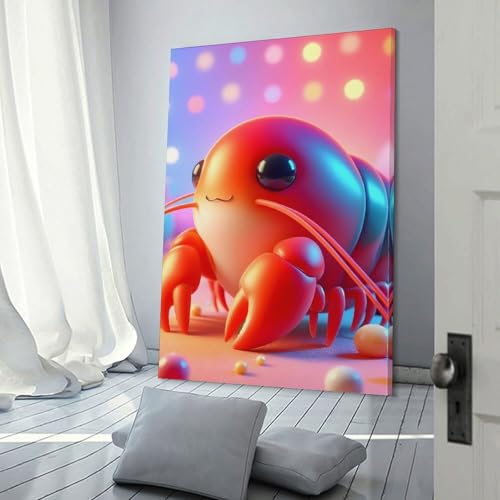Decoration murale de cuisine toile homard mignon moderne tableau de 30 x 45 cm
