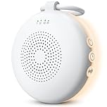 eSynic Portable White Noise Machine Baby Rechargeable Mini Sound Machine for Adults Sleep Travel with Adjustable Night Light| 110g Lightweight| Wireless Phone Connect| 3-Timer| Detachable Hanging Loop