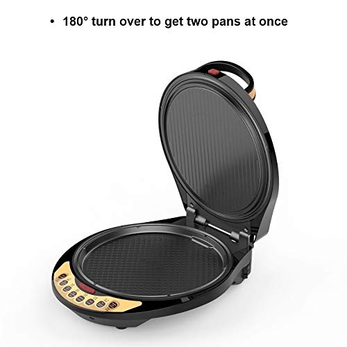 Liven Electric Baking Pan Lr-A434 Multi-Functional Smokeless Indoor Skillet Griddle, Us Dupont Non-Stick Coating, Detachable Upper And Lower Grill Pan, Easy To Clean, Khaki, Programmable #TOP1