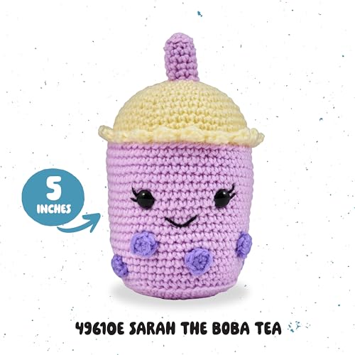 Image of Bucilla Complete Crochet Kit, Sarah the Boba Tea, 5 inch