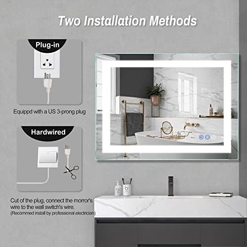 Miroir de salle de bain LED haut de gamme à intensité variable réglable