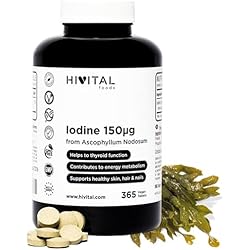 Yodora Para Bebés Yodo Natural 150 mcg. 365 comprimidos veganos para 1 año. Iodo procedente de Alga Kelp BIO. Para la Tiroides, Hipotiroidismo, mejorar el metabolismo energético y el cuidado de la piel, cabello y uñas
