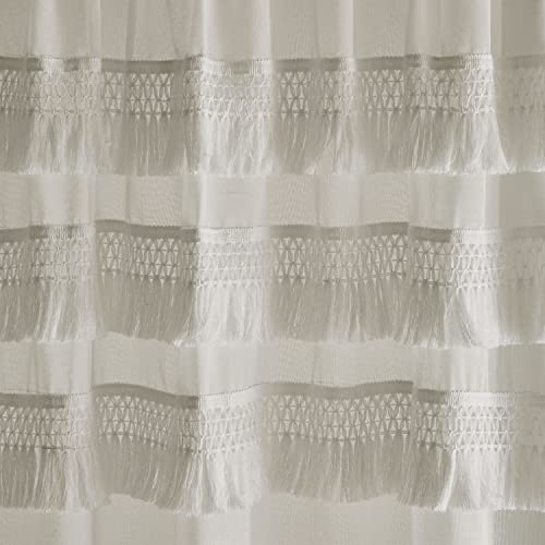 Pineapple Elephant Izmir Tassel 55x48 Inch Slot Top Voile Curtain Panel Stone Grey, W 48" x L 55.1" (1 Panels) - Image 3