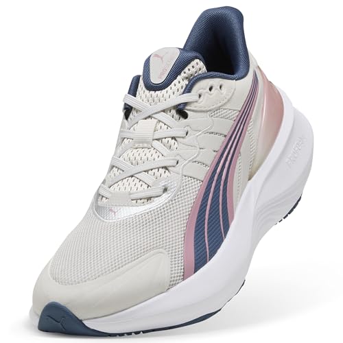 Image of Puma Unisex-Adult Feather Gray-Poised Pink-Dark Indigo Running Shoe