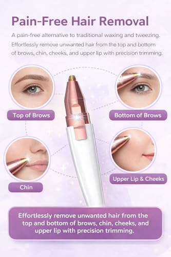 Image of ANTIL'S 2-in-1 Eyebrow Trimmer for Women | Facial Hair Remover for Face, Upper Lip, Chin, Cheeks & Nose | USB Rechargeable Epilator with Ring Light (White)