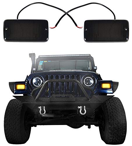 u-Box Smoked Front Turn Signals w/Amber LEDs Indicator Blinkers for Jeep Wrangler TJ 97-06