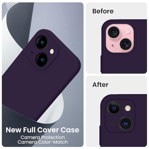 Image of FireNova Designed for iPhone 15 Case, Silicone Upgraded [Camera Protection] Phone Case, Soft Anti-Scratch Microfiber Lining Inside, 6.1 inch, Purple
