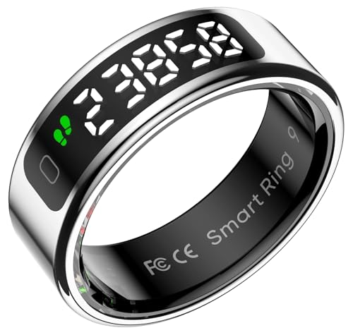 Smart Ring for Men Health Ring with Touchscreen Heart Rate Monitor Sleep Tracker Gesture Control for Scrolling Fitness Tracker Ring Pedometer IP68 Waterproof Compatible with iOS Android Phones