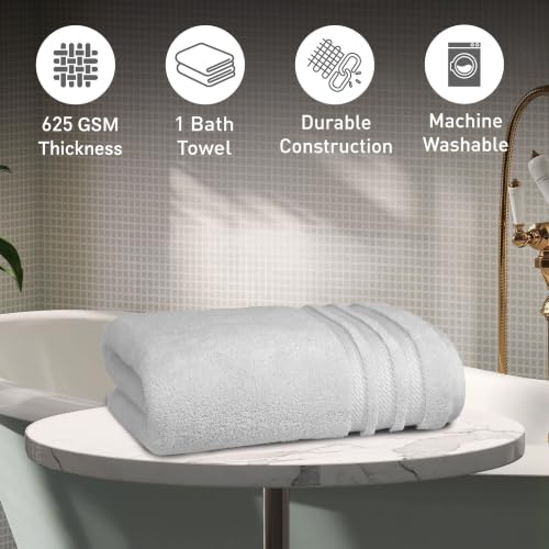 Image of MYTRIDENT Towels for Bath Large Size | Finesse Collection, 1 Piece Bath Towel | 75 cm x 150 cm | 625 GSM, Zero-Twist, Luxuriously Soft, 100% Cotton, Grey